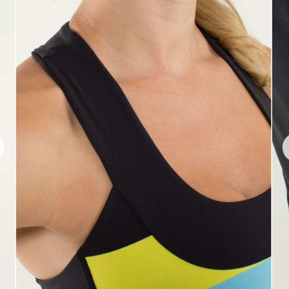 Lululemon Scoop Neck Tank Pow Stripe Split Pea / Black - Picture 4 of 8